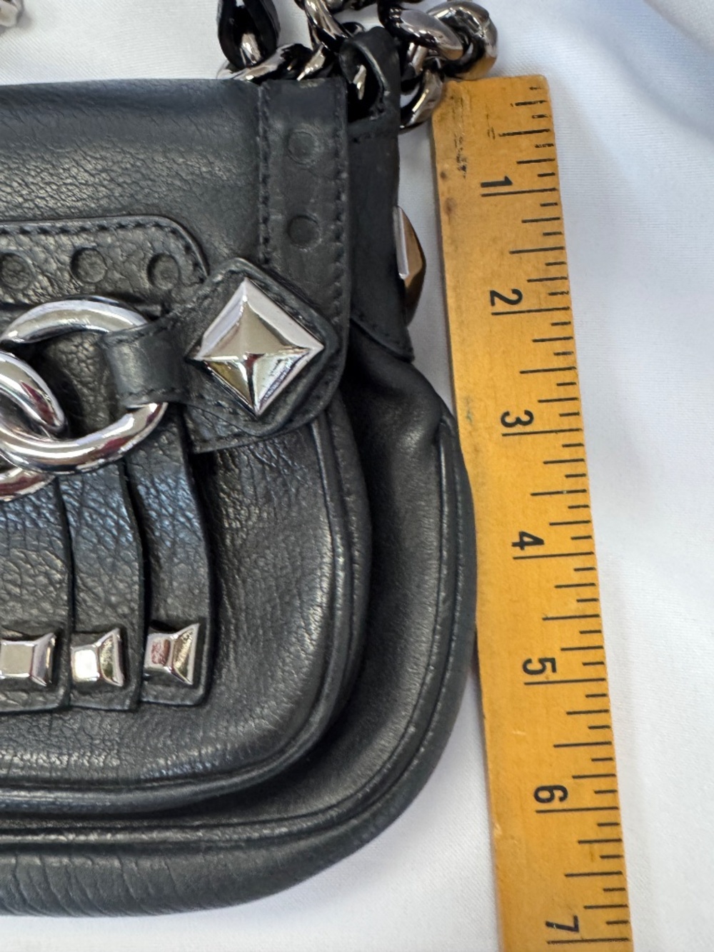 Michael Kors Black Leather Studded Chain Mini Handbag Vintage - Picture 13 of 16